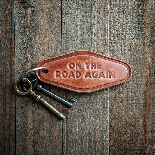 On The Road Again Leather Keychain Motel Style