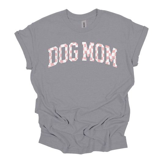 Dog Mom Pink Check Tee
