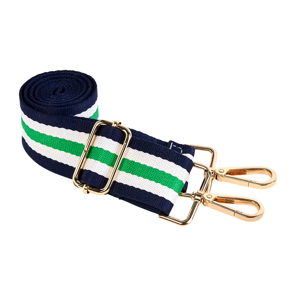 Navy HydroBag with Mahjong Embroidery and Navy, Green, White Strap