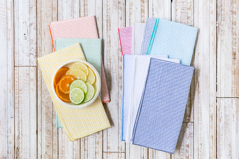 Seersucker Cloth Napkins - Vibrant, Easy-Care - set of eight
