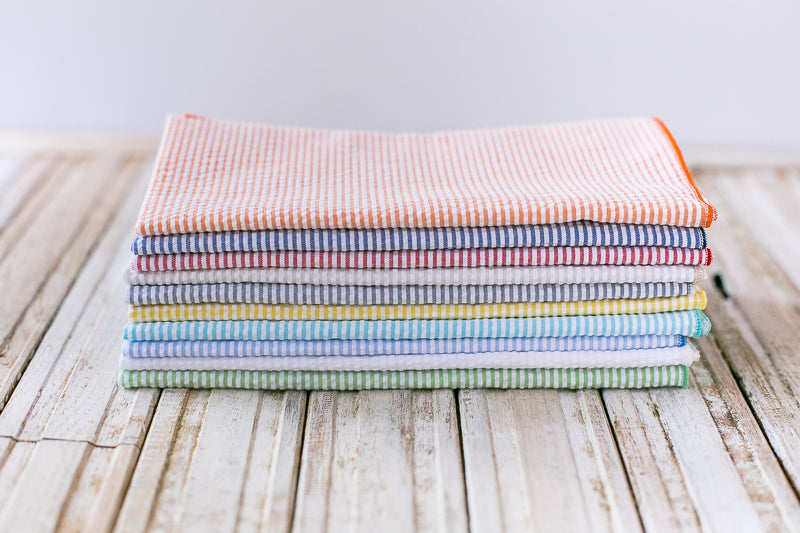 Seersucker Cloth Napkins - Vibrant, Easy-Care - set of eight