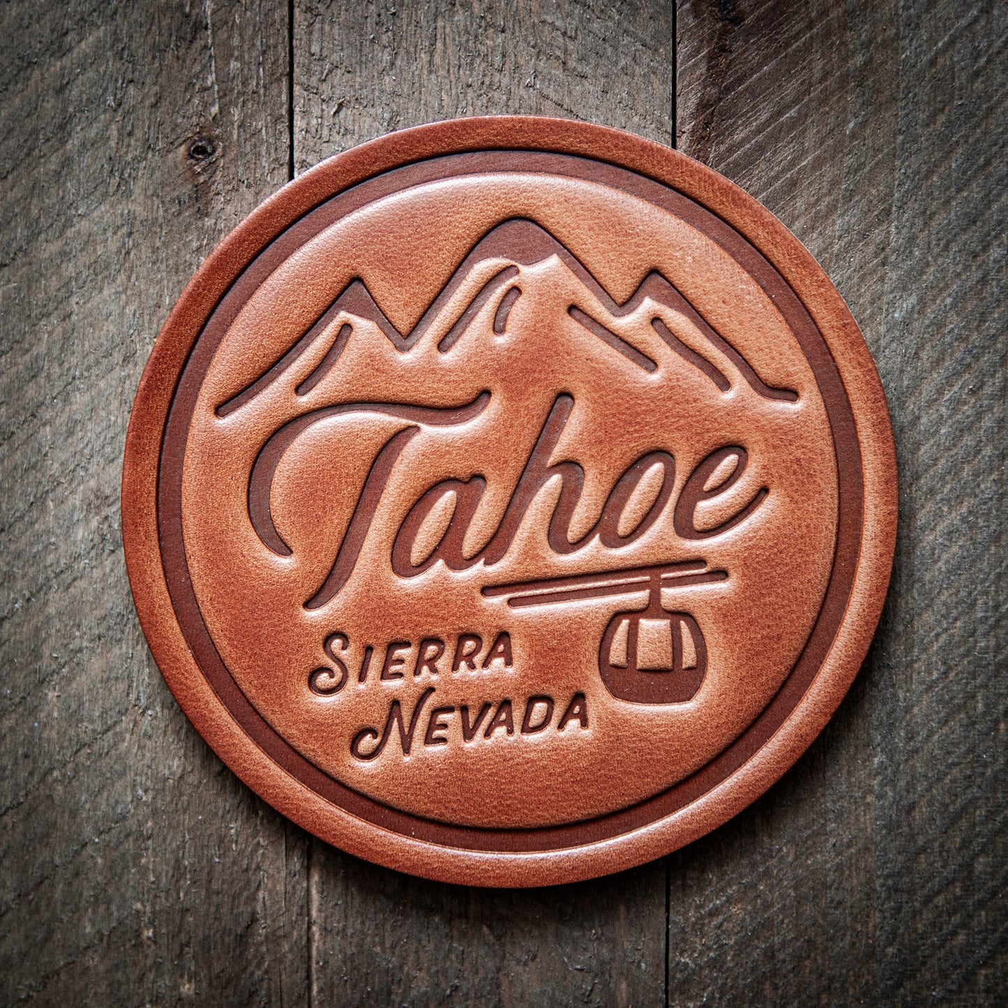 Tahoe Sierra Nevada Leather Coaster