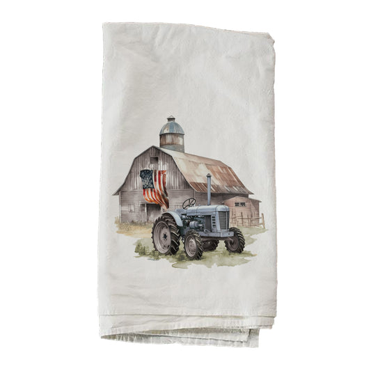 American Flag Barn Tractor Towel