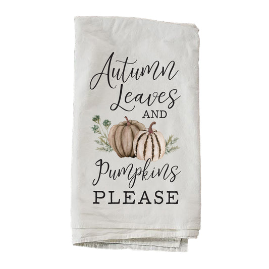 Autumn Leaves And Pumpkins Please Towel