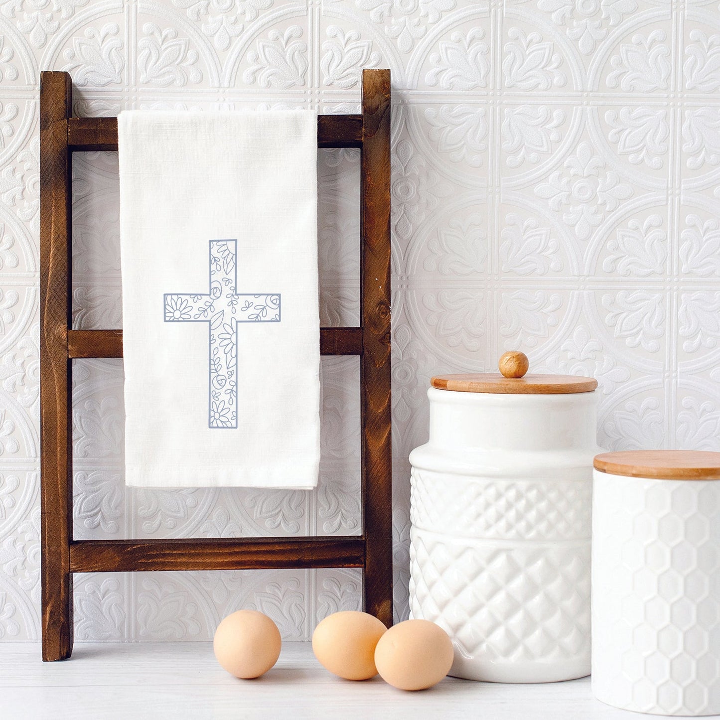 Floral Cross By Brooke Nicole Designs Towel