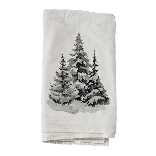 Grayscale Snowy Pines III Towel