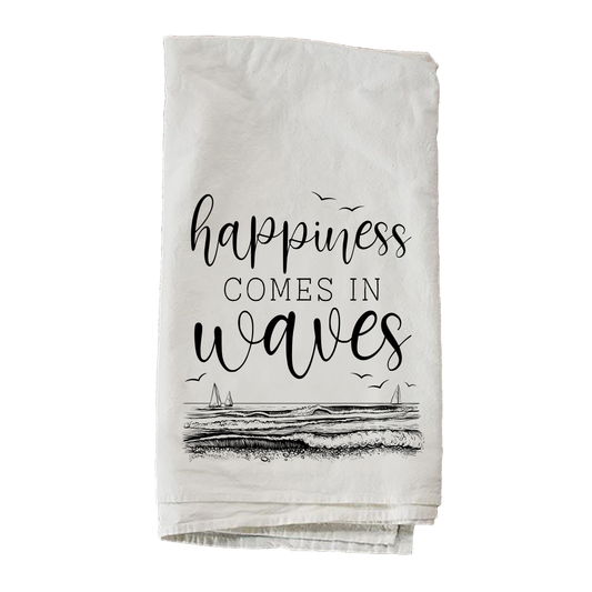 Happiness Comes In Waves Towel