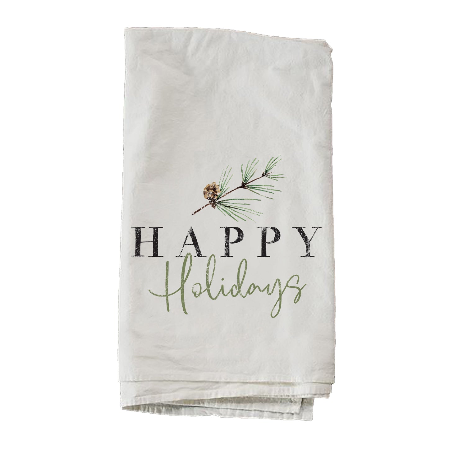 Happy Holidays Pine Branch Towel