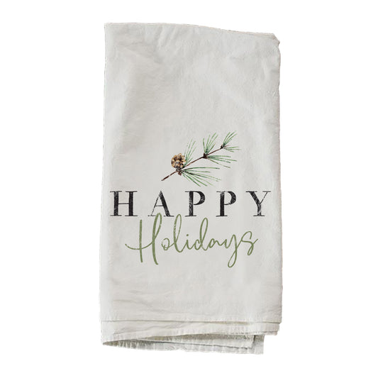 Happy Holidays Pine Branch Towel