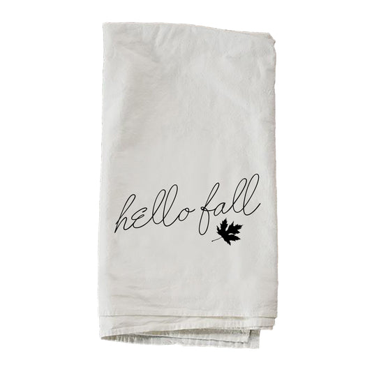 Hello Fall Script Leaf Towel