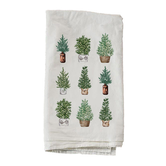 Nine Pots With Christmas Trees Towel