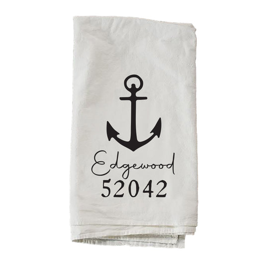 Personalized City And Zip Anchor Towel