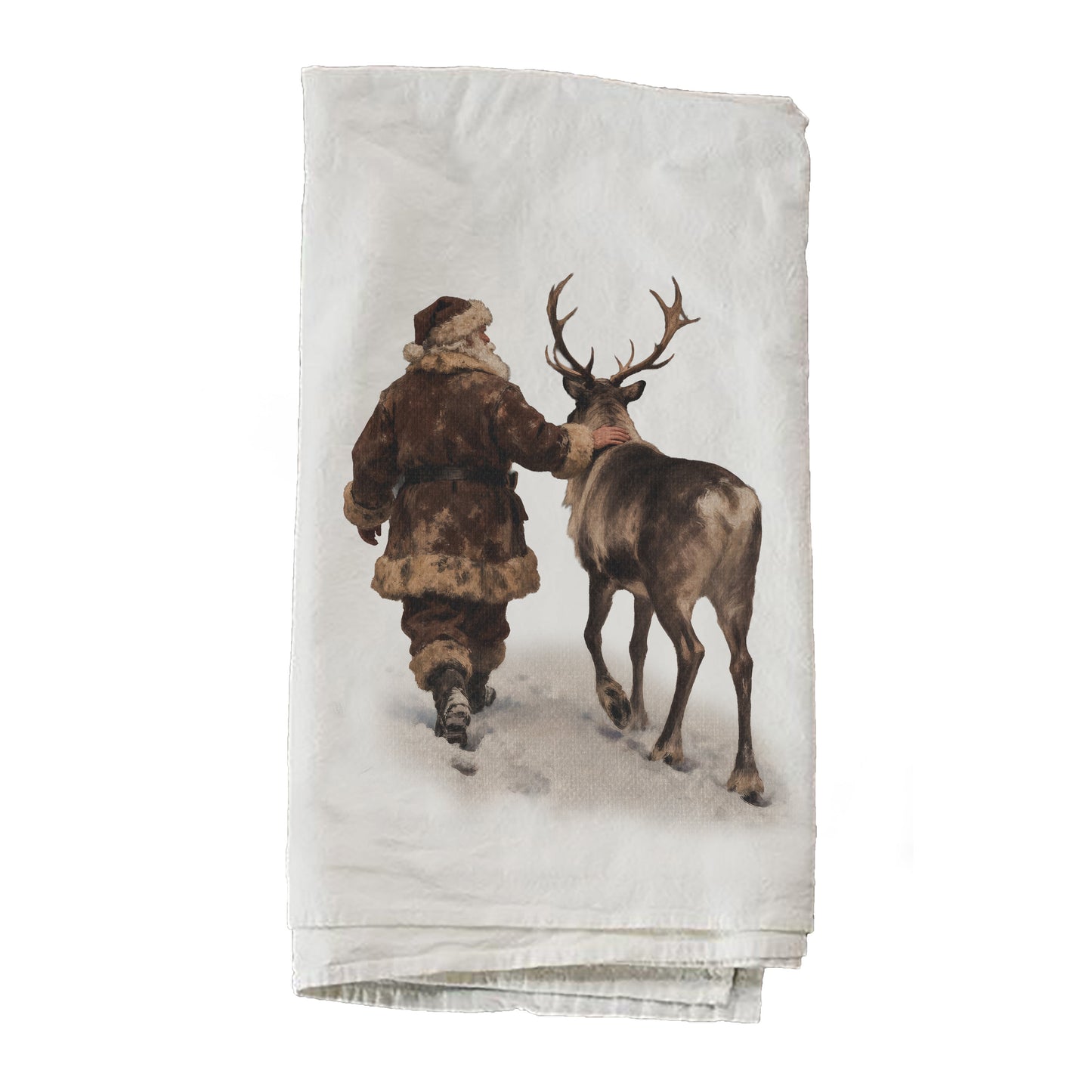Santa Walking Reindeer Towel