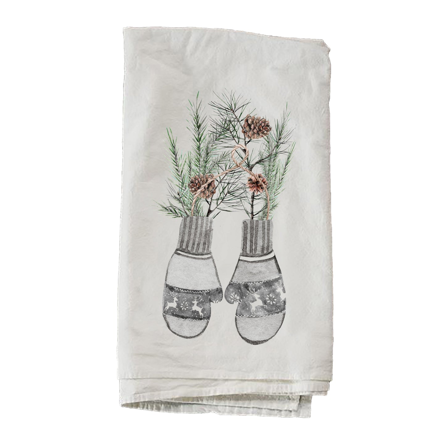 Watercolor Pine In Mittens Towel