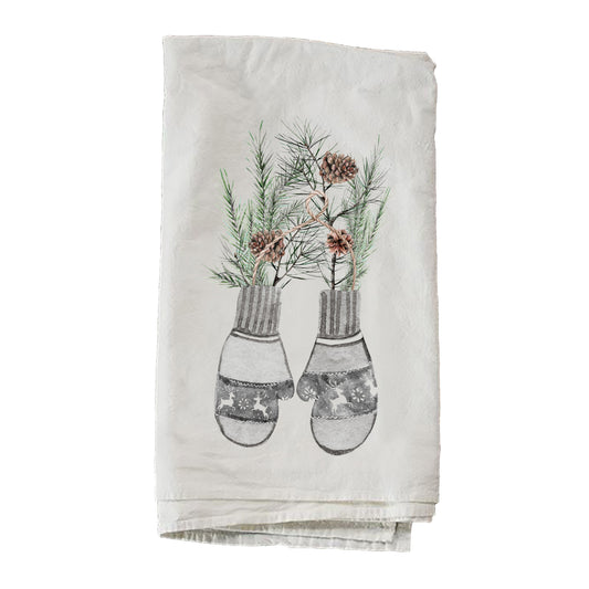 Watercolor Pine In Mittens Towel