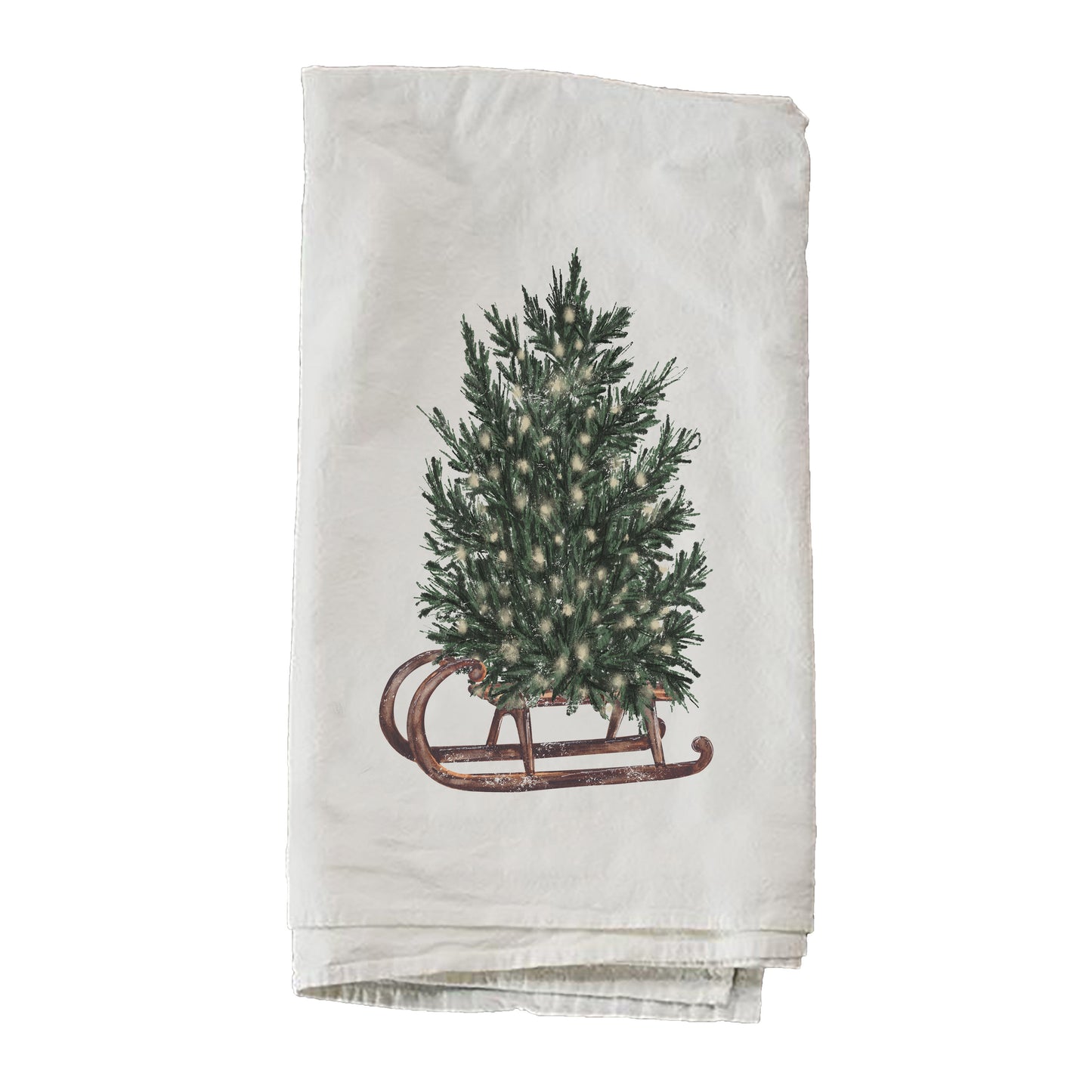 Watercolor Tree On Sled Left Towel