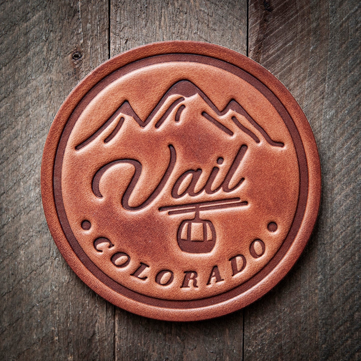 Vail Colorado Leather Coaster