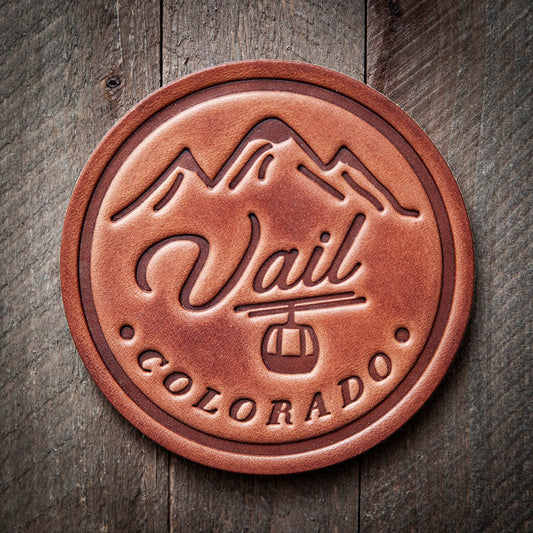 Vail Colorado Leather Coaster
