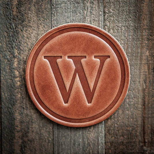 W Monogram Letter Leather Coaster