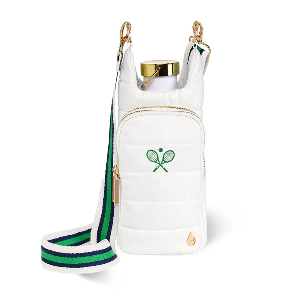 White, Green and Navy Striped Strap with Gold Hardware