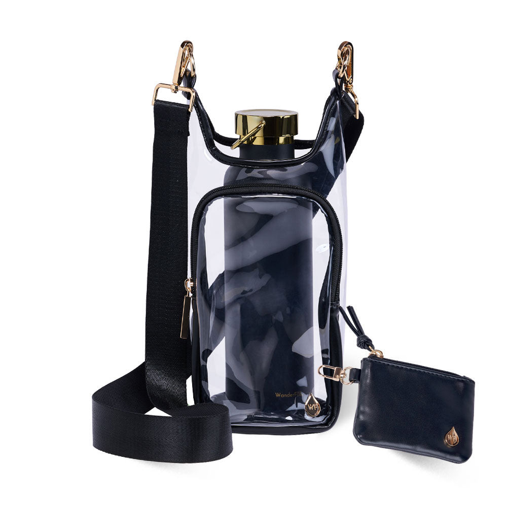Clear HydroBag® Stadium with Black Trim and Matching RFID Pouch