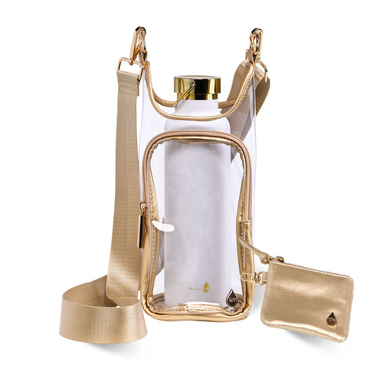 Clear HydroBag® Stadium with Gold Trim and Matching RFID Pouch