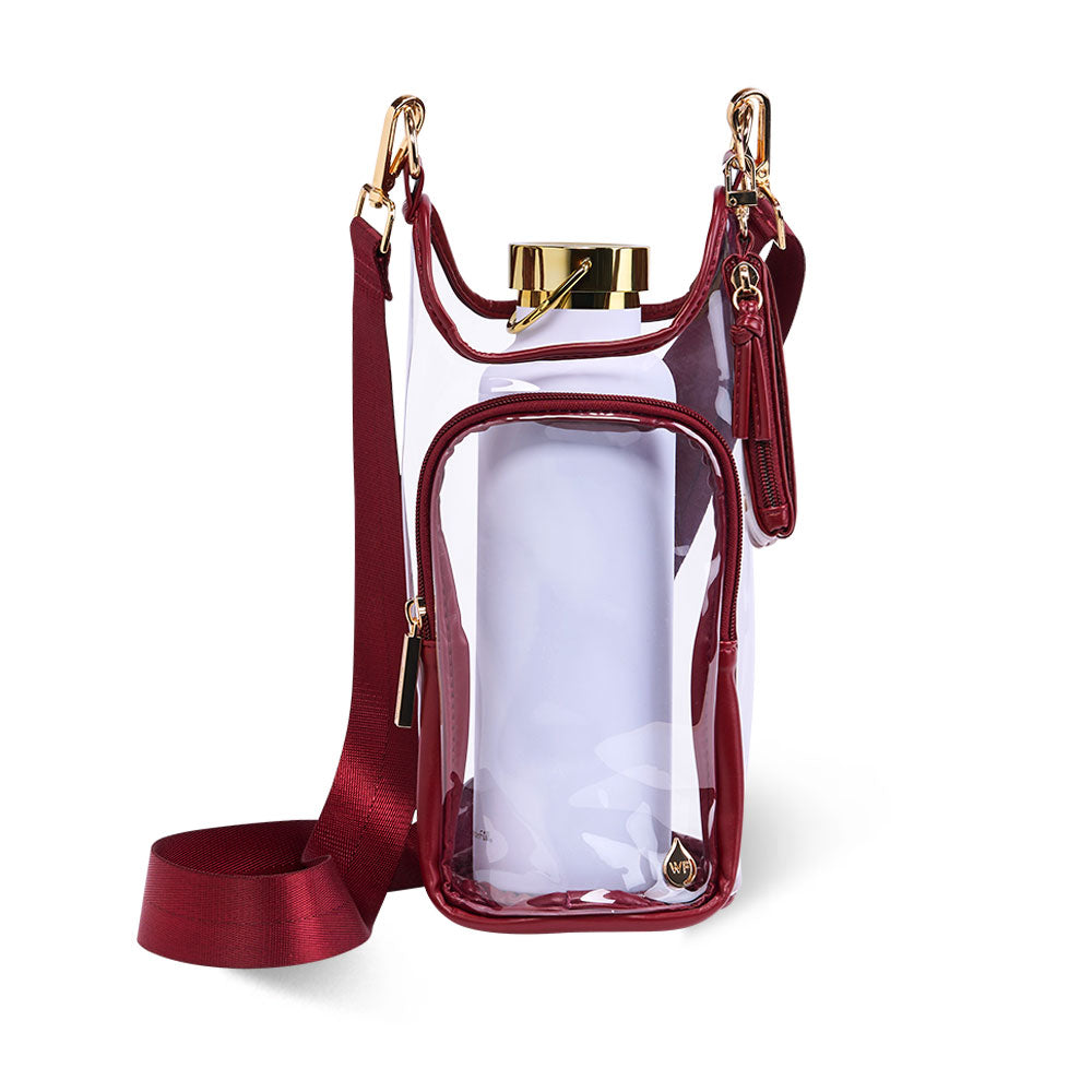 Clear HydroBag® Stadium with Maroon Trim and Matching RFID Pouch