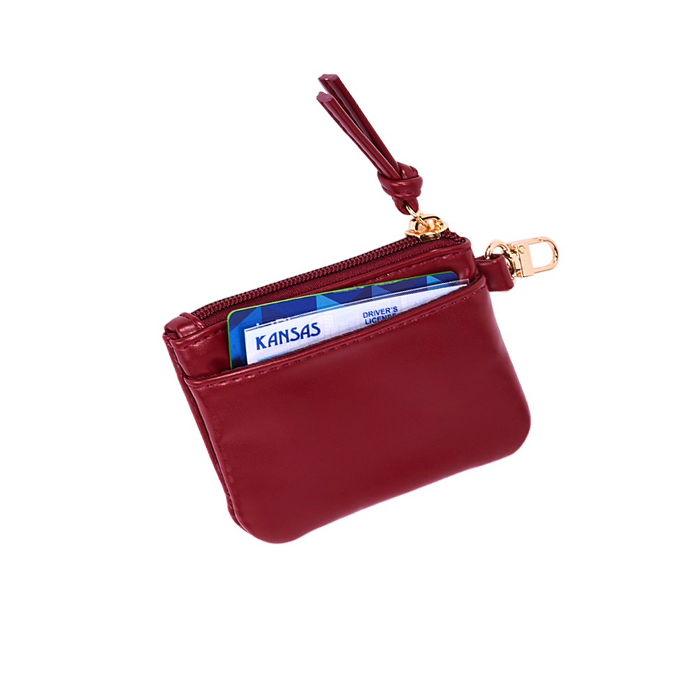 Maroon Vegan Leather RFID Card Pouch