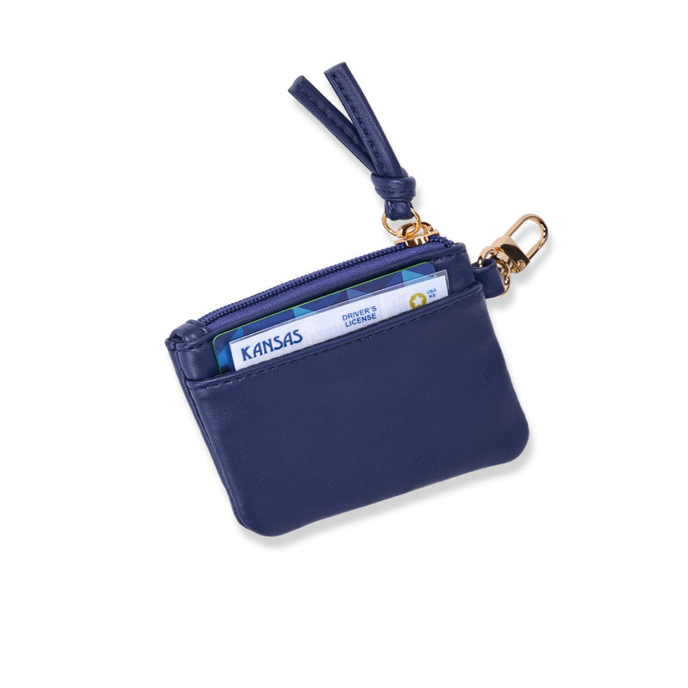 Navy Blue Vegan Leather RFID Card Pouch