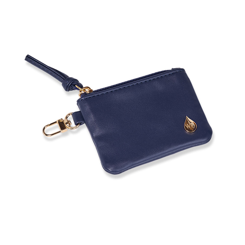 Navy Blue Vegan Leather RFID Card Pouch