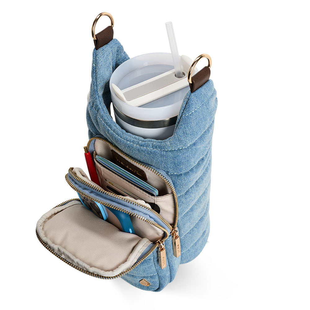 HydroBag® HANDLE®- Football Embroidery on Denim with Gold Hardware