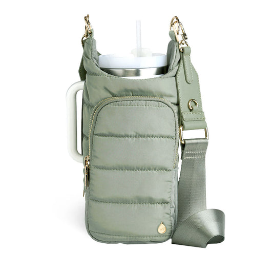 HydroBag® HANDLE™ - Sage Green with Solid Vegan Leather Trimmed Strap