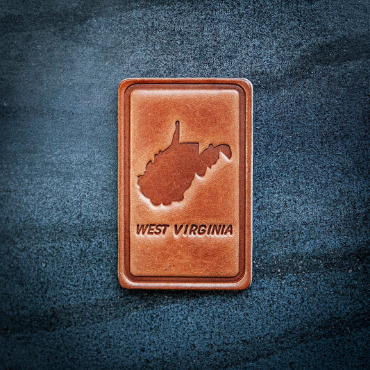 West Virginia Silhouette Leather Magnet Block Style