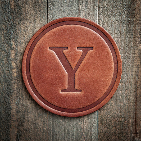 Y Monogram Letter Leather Coaster