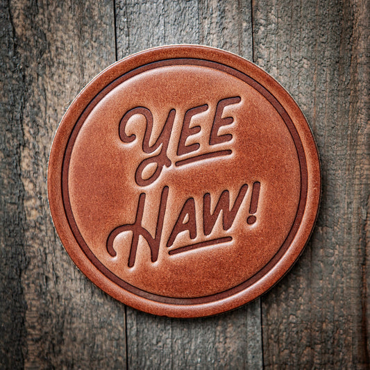 Yeehaw! Leather Coaster
