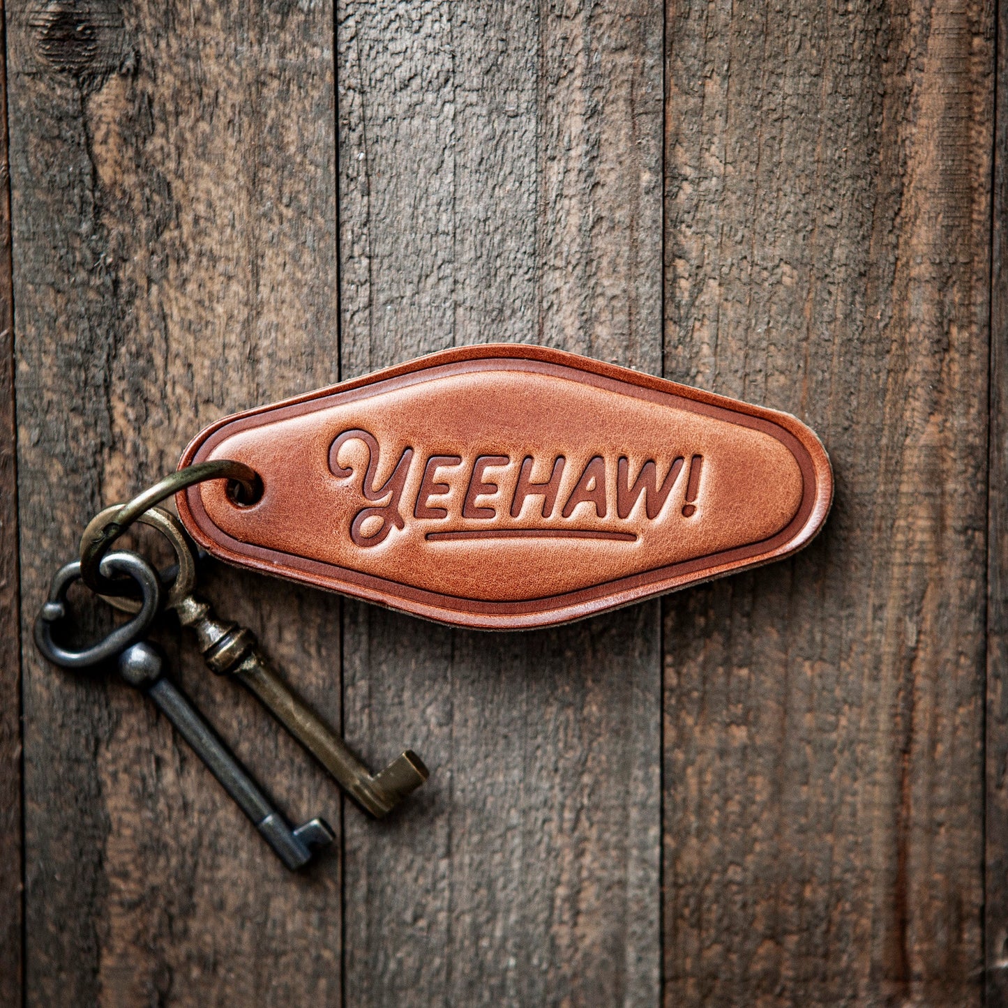 Yeehaw! Leather Keychain Motel Style