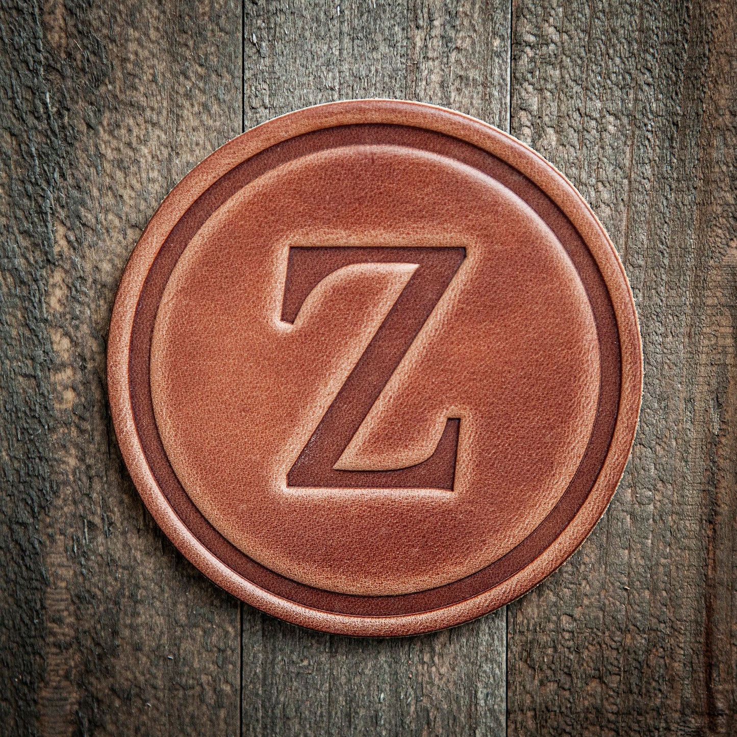 Z Monogram Letter Leather Coaster