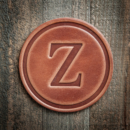 Z Monogram Letter Leather Coaster