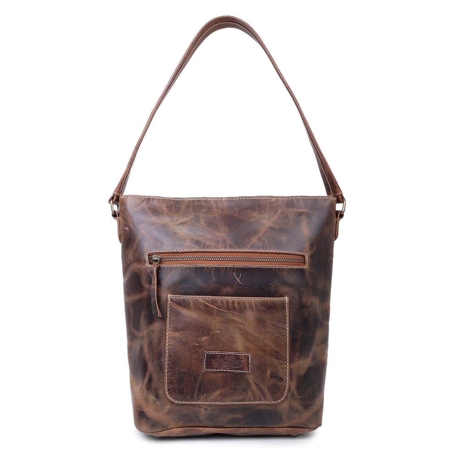 Brown/Gold Leather Shoulder Bag