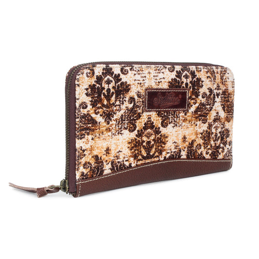 Brown/Tan Printed Up-cycled Canvas / Genuine Leather Wallet image 0