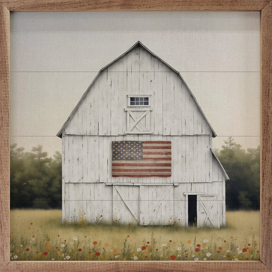 White Summer Flag Barn image 0
