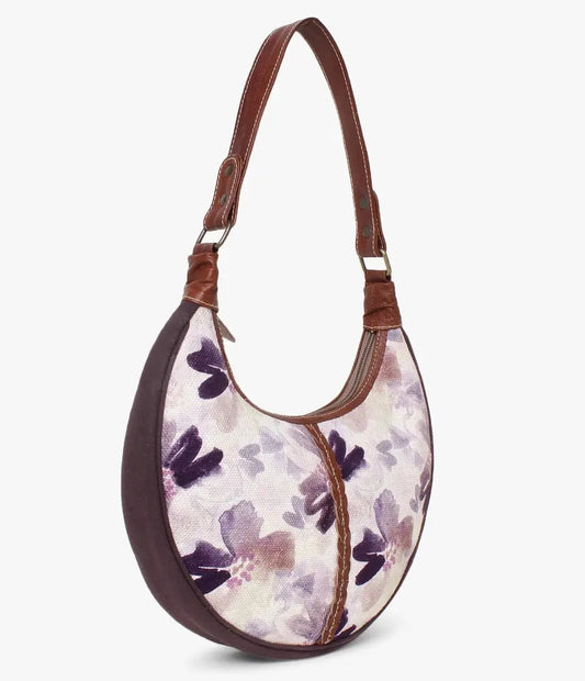 Floral Up-cycled Canvas & Genuine Leather Purse image 0