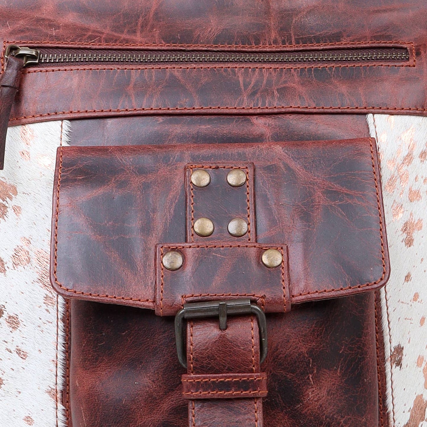 Rose Gold Splatter Leather Shoulder Bag
