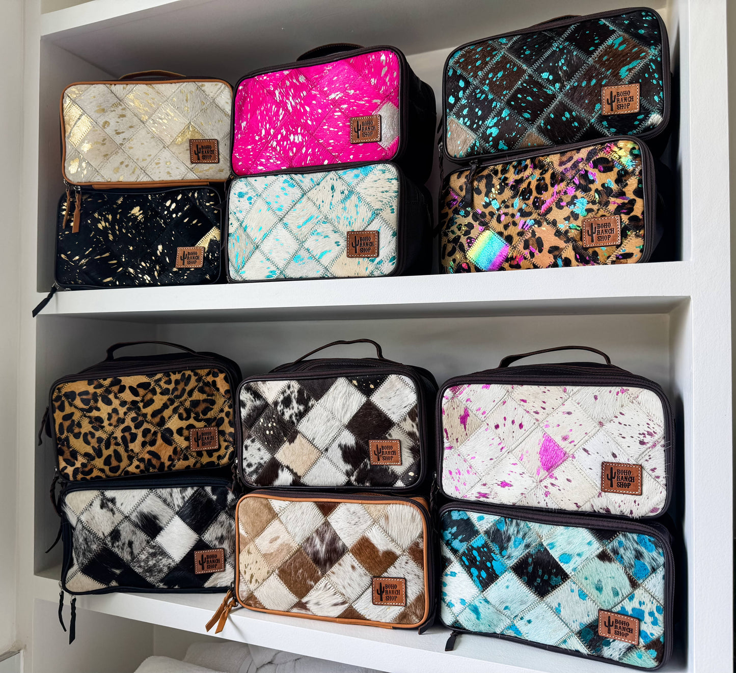 Genuine Leather Cowhide Cosmetic Travel Bag