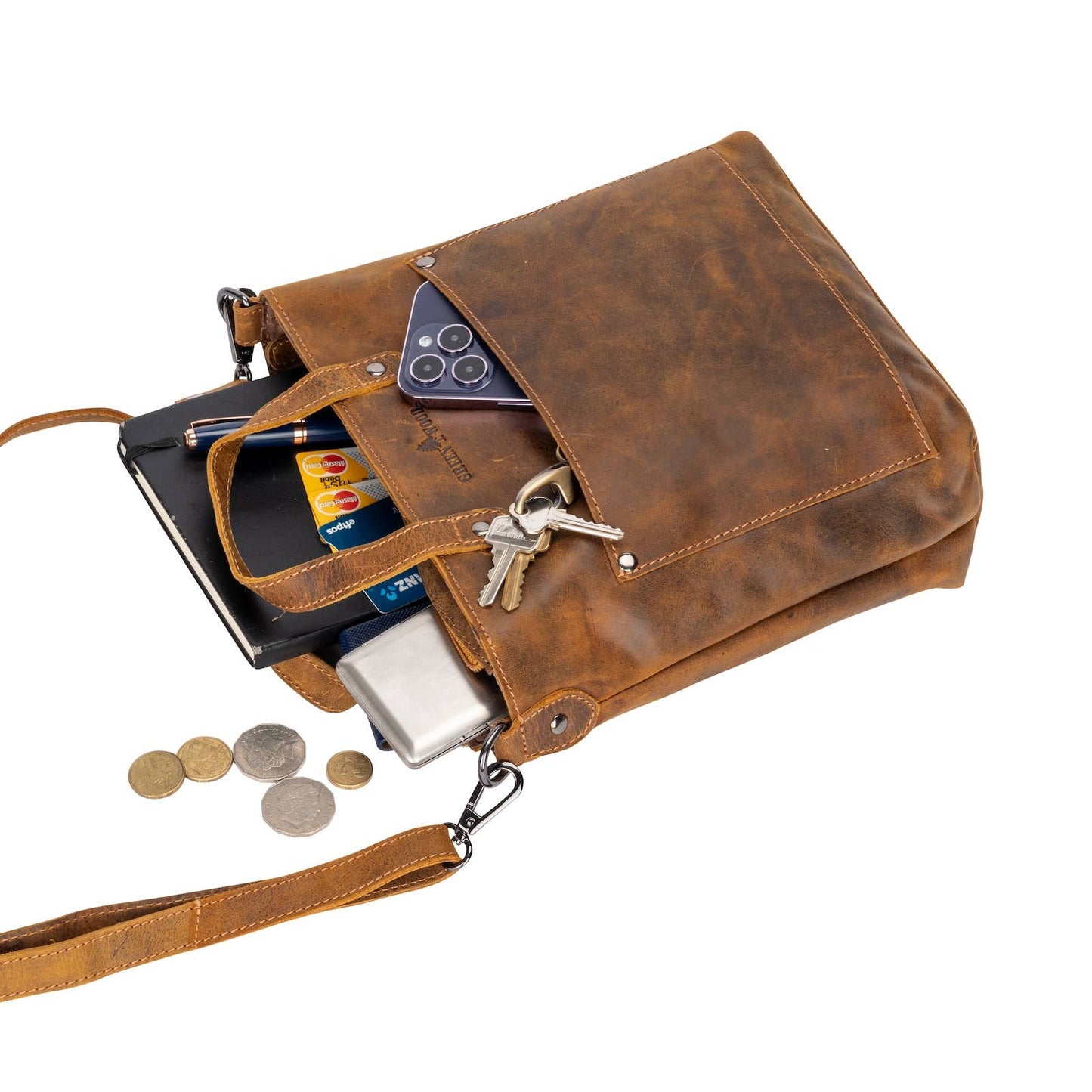 Panama Leather Mini Crossbody Tote Bag