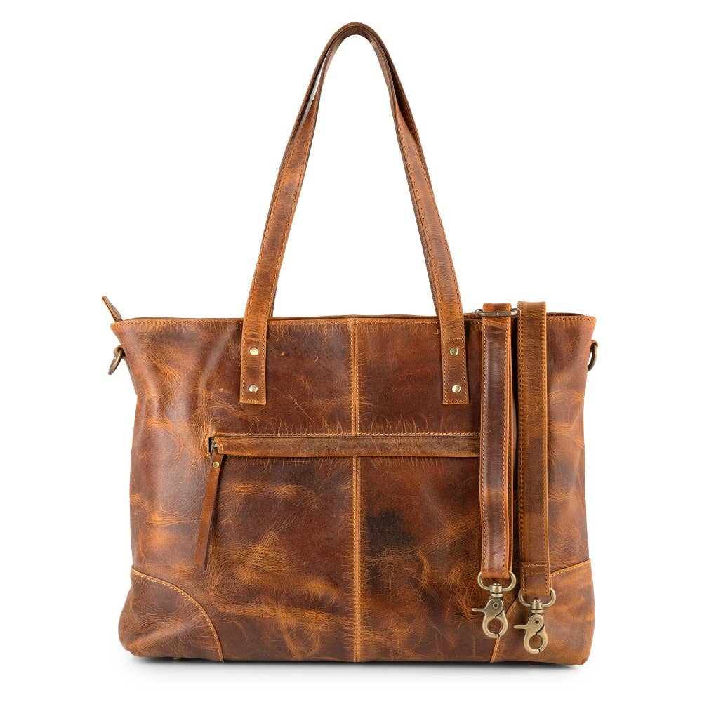 Genuine Leather Tote w/Laptop Compartment