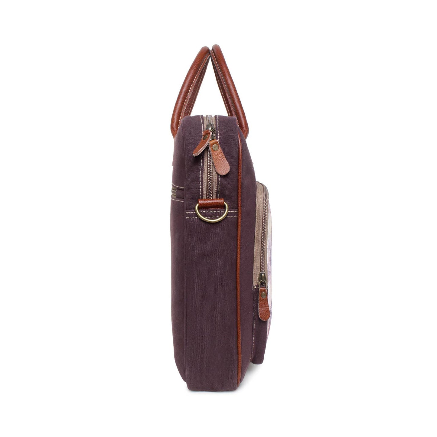Floral Up-cycled Canvas & Leather Laptop Bag