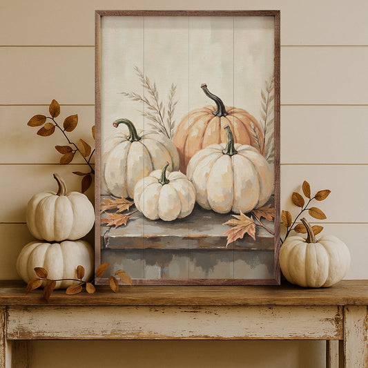 Pumpkins On Weathered Wood image 0