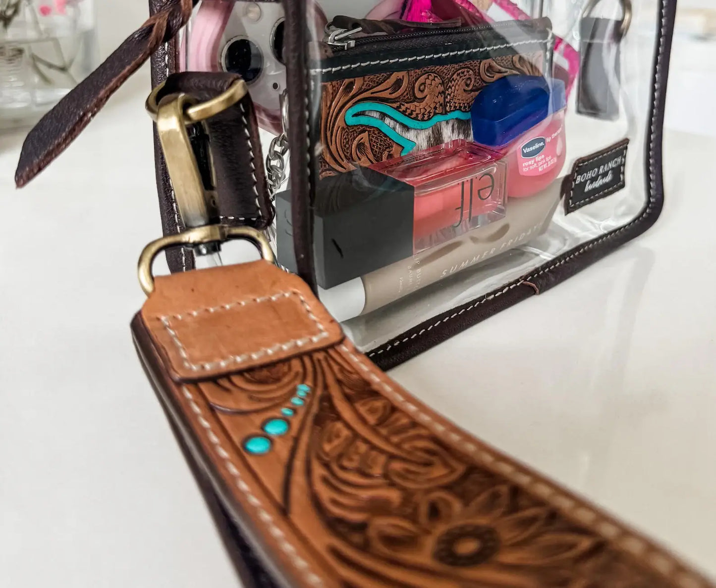 Hand Tooled Leather Keychain - Key Fob: CHUNKY