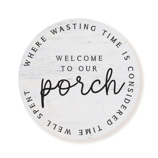 Welcome To Our Porch Whitewash Circle image 0